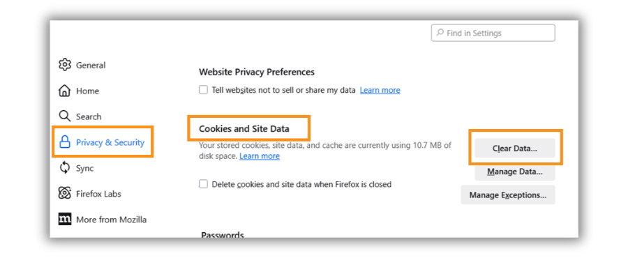Firefox Privacy Image of Firefox Privacy settings
