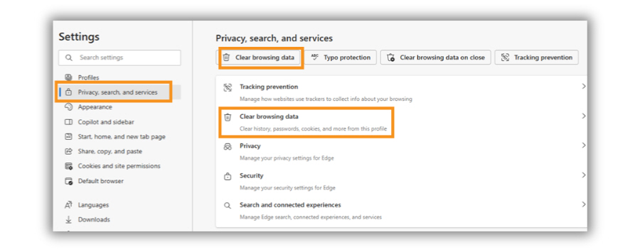 Edge Privacy Image of Edge Privacy to Clear browsing data