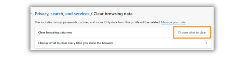 Edge Choose what to clear Image of Edge Choose what to clear page