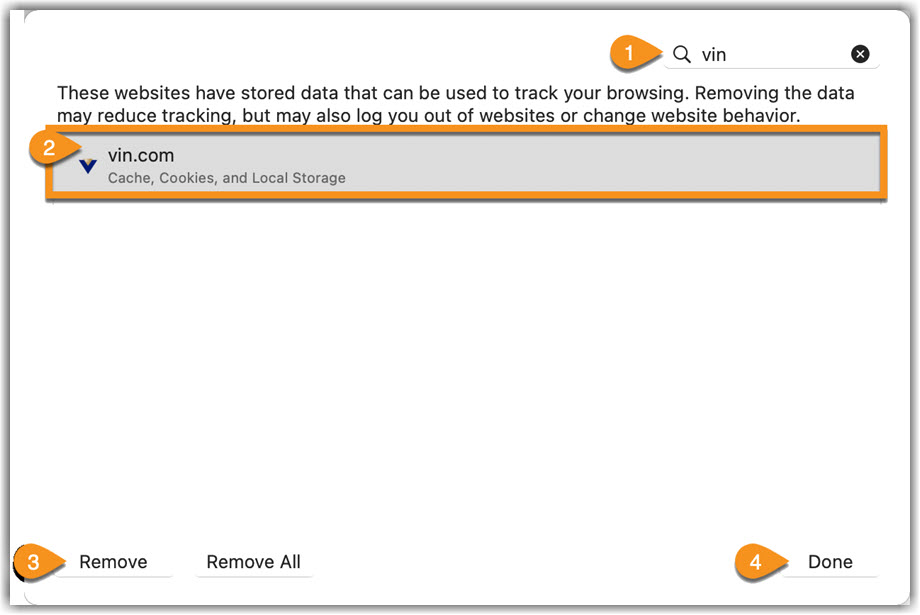 Safari Remove Image of Safari Remove cookies page