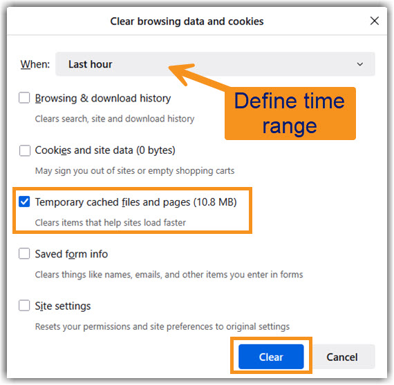 Image of Firefox clear browsing data final step