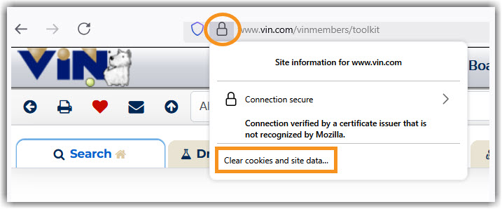 Firefox Cookies from URL Image of accessing Firefox Clear cookie and site data from URL