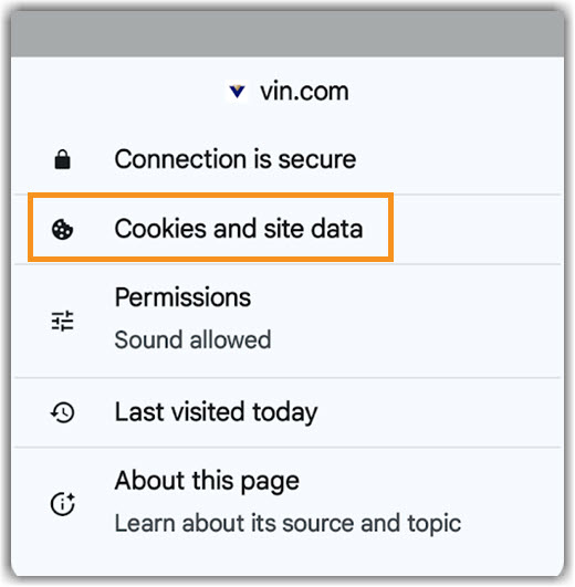 Android Cookies and site data Image of Android Cookies and site data page