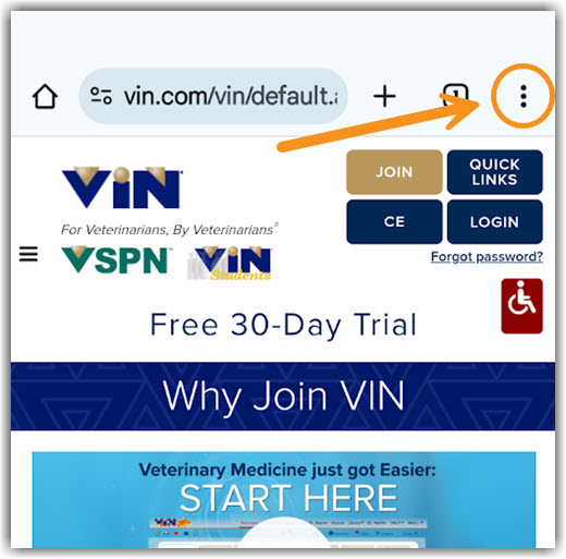 Android Menu Image of Android Chrome access to Menu