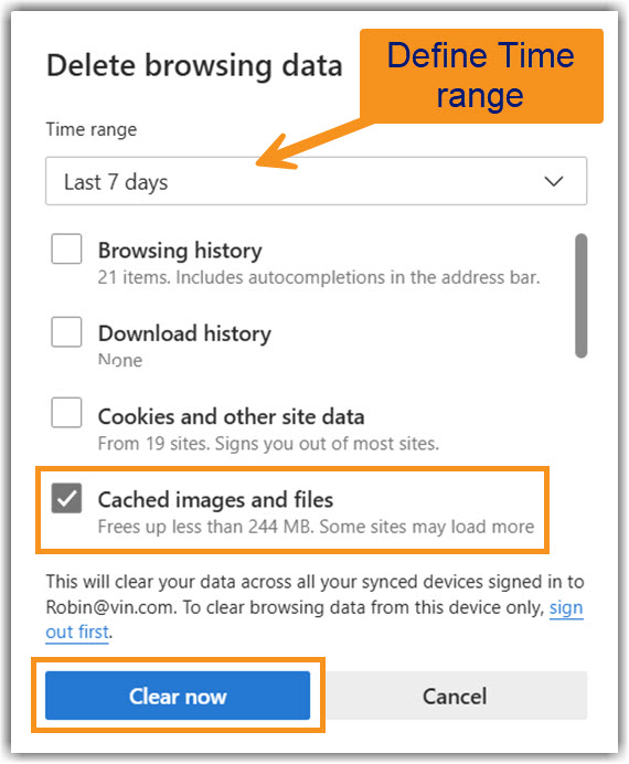 Edge Clear. Image of Edge Clear browsing data final step